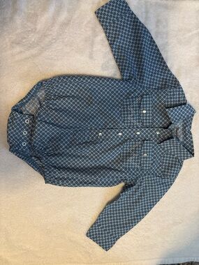 Wrangler Blue Geometric Snap-Front Baby Shirt